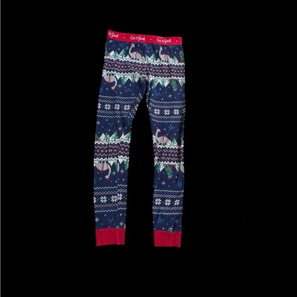 Cat and Jack Christmas holiday pajama set pj blue size 8 dinosaur design